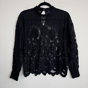 Buckle Daytrip Sheer Black Lace Top Small Fairy Grunge Whimsigoth Dark Coquette